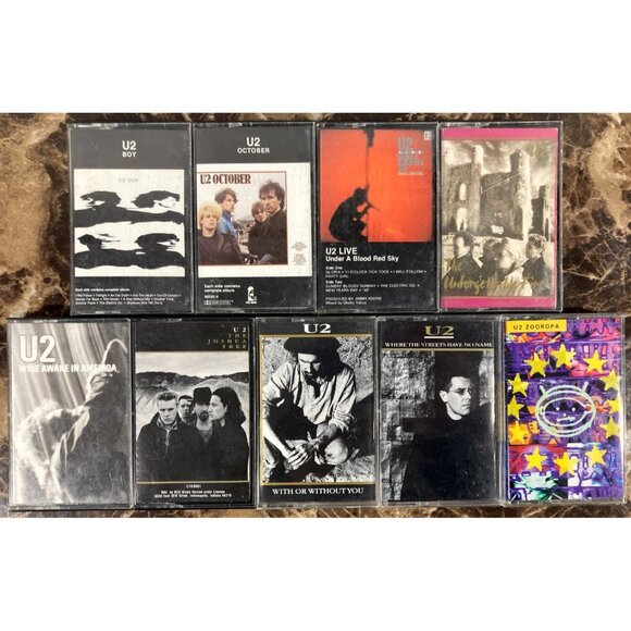Lot of 9 U2 Cassette Tapes Boy October Under A Blood Red Sky Joshua Tree Tested - Picture 1 of 8